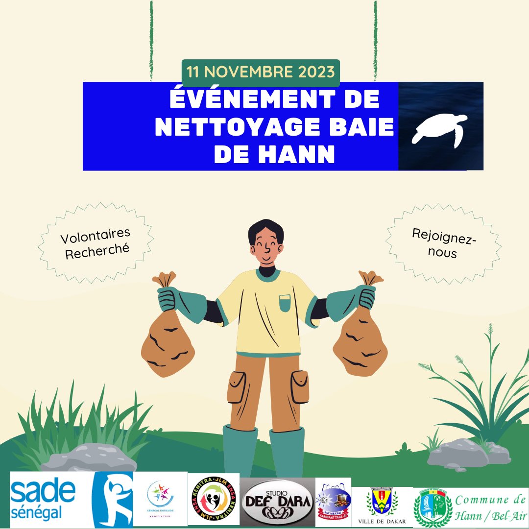 msydaily's tweet photo. 📷Notez bien dans vos agendas journée de nettoiement et sensibilisation sur la gestion des déchets solides à la
@Baiedehann
, 11 Novembre 2023 à 9h avec
@SenegalEntraide 
@sadecgth https://t.co/ydtUGLwcvA