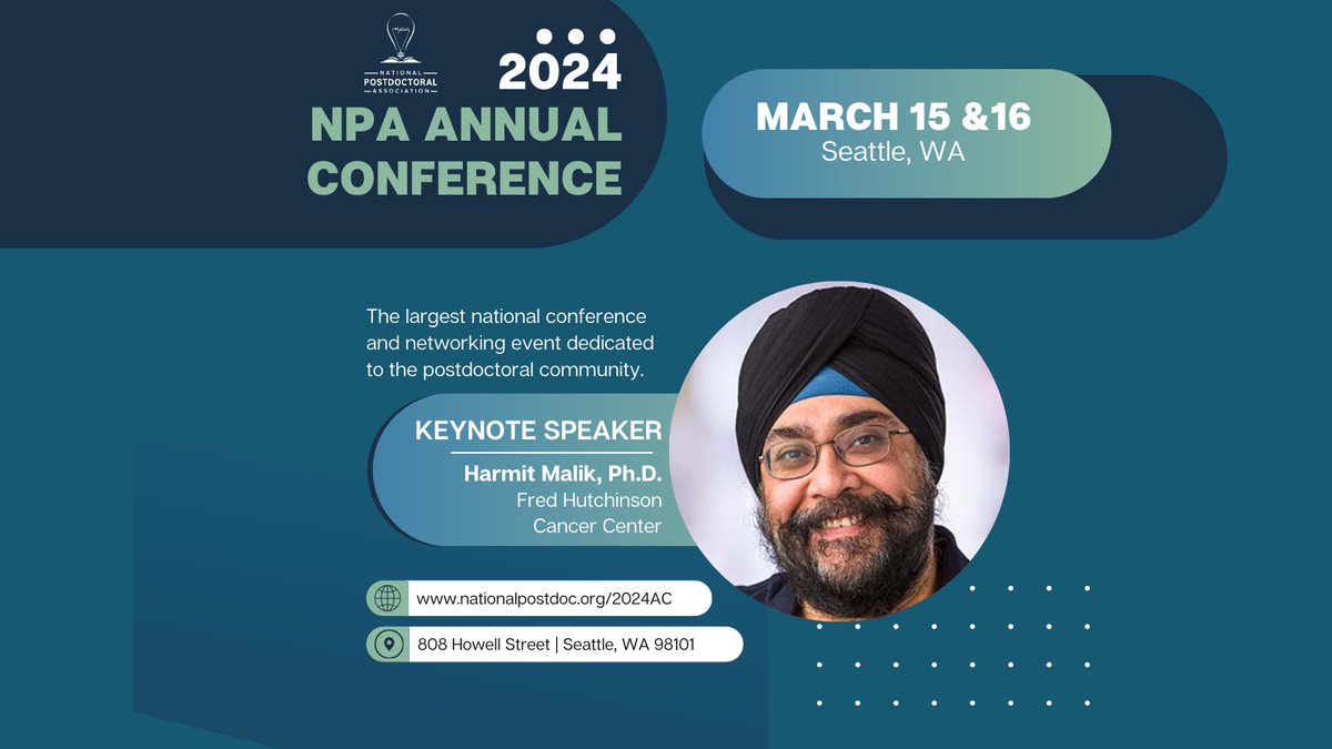 Registration is now officially open for the 2024 NPA Annual Conference in Seattle, WA! Don't miss the chance to join professionals nationwide gathering to learn, grow, and make connections.

🔗ow.ly/ZhSa50PYI4p // #NPA2024AC #postdocs #postdocoffices #postdocassociations