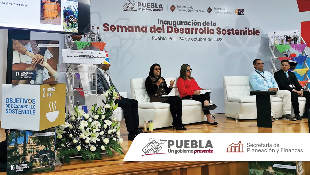 SPFAGobPue's tweet photo. Se llevó a cabo el Panel de Proyectos de Desarrollo Sostenible del Gobierno del Estado de Puebla, donde @Bienestar_Pue, @EnergiaPuebla y @SDRGobPue presentaron proyectos estratégicos que contribuyen a los #ODS de la Agenda 2030.

#SDS2023 #GobiernoPresente #ODS17 https://t.co/UZeMWDSaXe