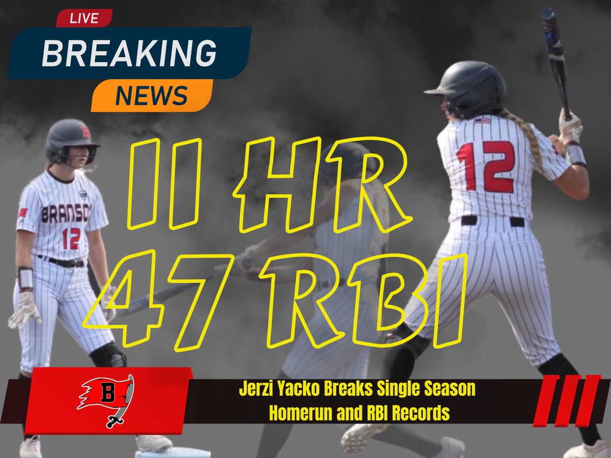 Congratulations to <a href="/JYacko2025/">Jerzi Yacko</a> on breaking Branson High Schools single season HR and RBI records.  <a href="/bransonschools/">Branson Public Schools</a> <a href="/BHSPirateSports/">BHS Pirates Sports</a> <a href="/BransonPirates/">Branson High School</a>