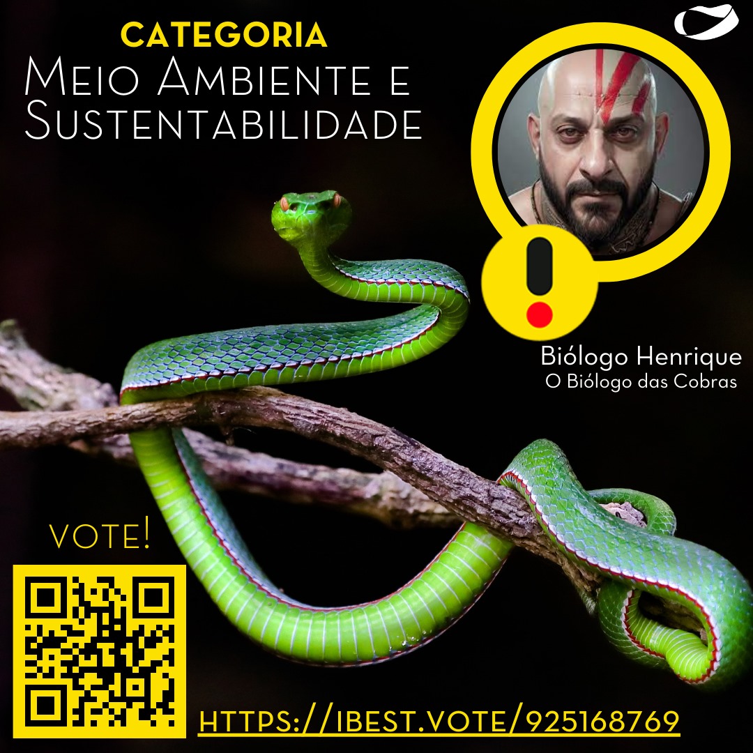 EloDigitalRede's tweet photo. Votação aberta!
Vote no Biólogo Henrique, O Biólogo das Cobras, para o Prêmio iBest na categoria Meio Ambiente e Sustentabilidade!
O Biólogo Henrique é da REDE RJ, direto de Macaé e  usa suas redes sociais para divulgar a ciência e a importância da conservação do meio ambiente https://t.co/P1KVtzsFNN