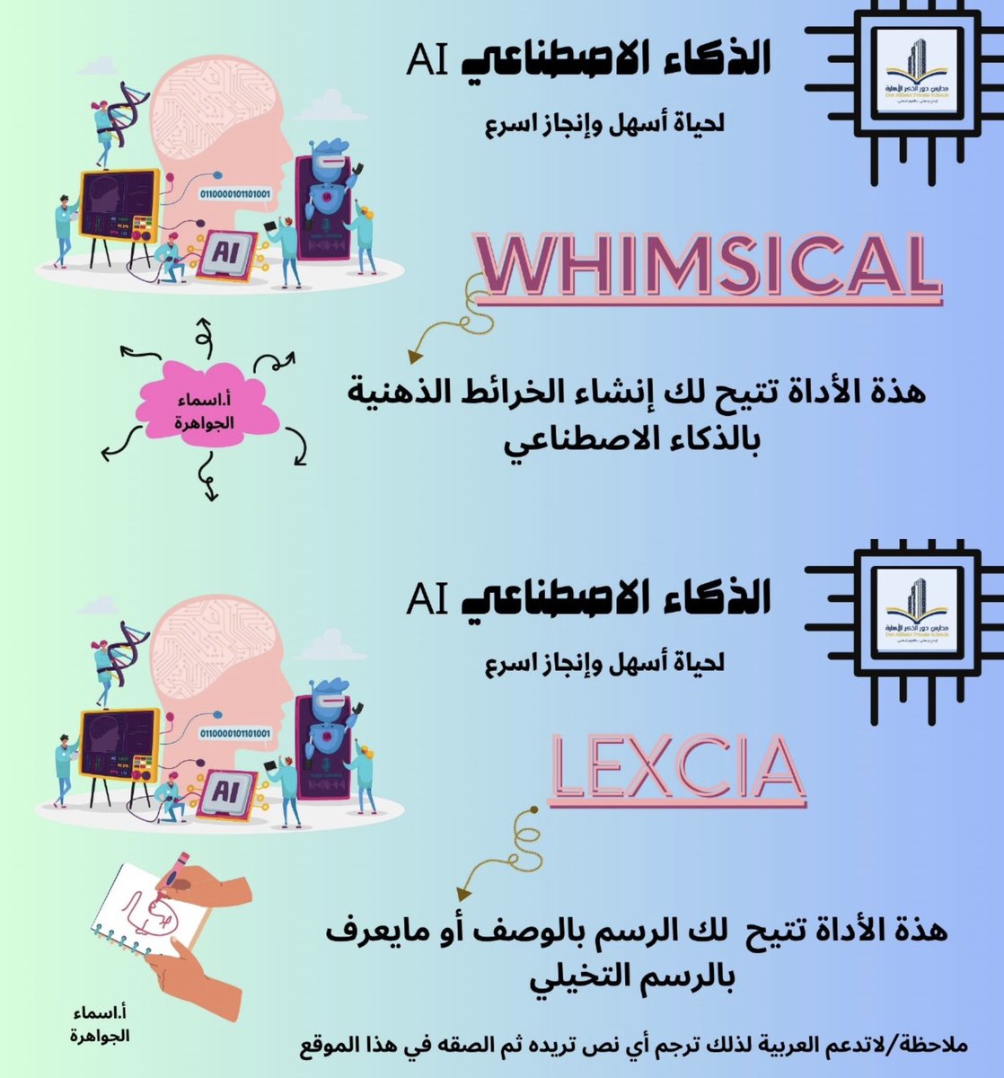 door_AlThiker's tweet photo. تطبيقات #الذكاء_الاصطناعي .. لإنجاز أسرع 👌🏼✨

#CONKER
#GAMMA
#LEXCIA
#WHIMSICAL
#MAGICTODO 

#شذرات_علمية #المهارات_الرقمية
#مدارس_دور_الذكر_الأهلية https://t.co/RhAlOpRzJ7