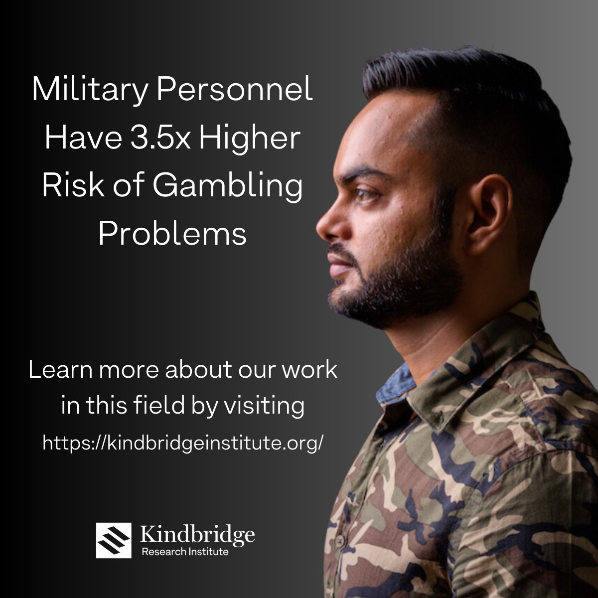 Did you know that #militarypersonnel have a 3.5 times higher risk of #gamblingproblems? 

Visit our website to learn more about this issue and how you can be part of the solution 👉 kindbridgeinstitute.org/military-treat…

#gamblingaddiction #addictiongambling #behavioralhealth #veteransrecovery