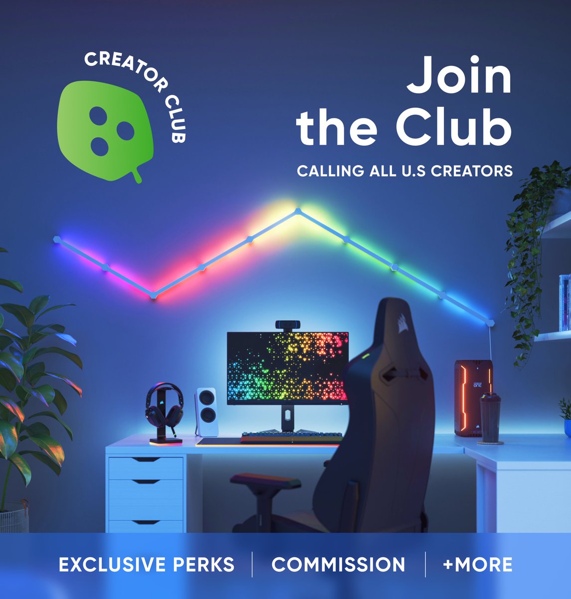Calling ALL U.S. Creators!🇺🇸✨ Join the Nanoleaf Creator Club for FREE to get a set of Nanoleafs to take your content to the NEXT LEVEL!✨ Once your lights are all setup, tag us for EXTRA goodies & a shot at being featured! (US ONLY) Sign up now👀: nanoleaf.me/en-US/contact-…