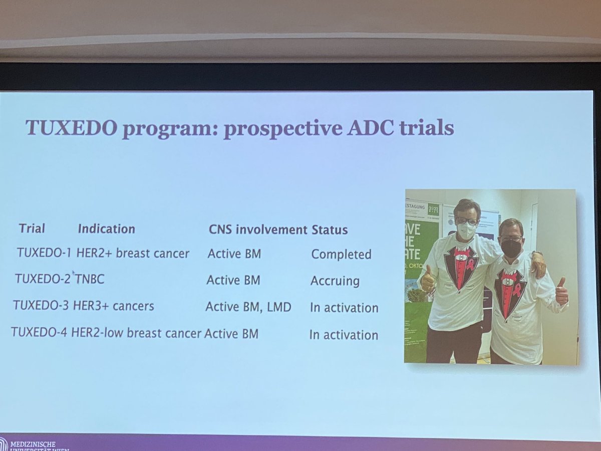 Great talk from Dr Matthias Preusser on the emerging role of ADCs in pts with brain metastases. Ongoing studies with T-DXd, Dato-DXD, and Patritumab-DXd!