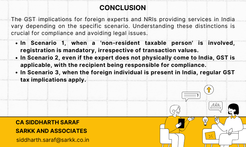 Discover #GSTInsights for Foreign Experts and NRIs. Explore the impact of GST on foreign individuals providing services to India. Our latest blog post delves into the details you need to know. Read on to unravel the complexities. #GST #ForeignExperts #NRIs #TaxRegulations
