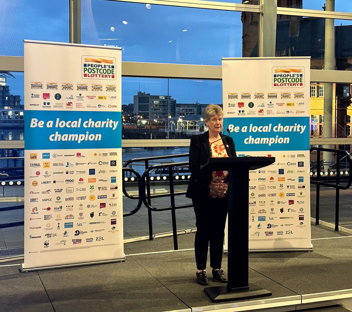 Many thanks @JaneHutt for speaking at the @PostcodeLottery Reception in the @SeneddWales this evening & for your strong support for charity lottery fundraising!