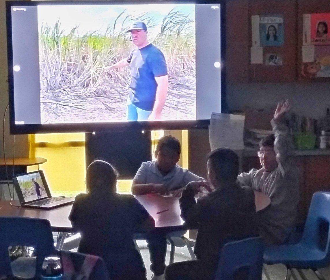 paulkantz's tweet photo. Today my 3rd graders participated in an interesting @TexasFarmBureau Farm from School program via Zoom and learned first-hand about sugar cane farming in the Rio Grande Valley from farmer @bwildebeast. @SchulzePanthers https://t.co/5T0QMBlYWX