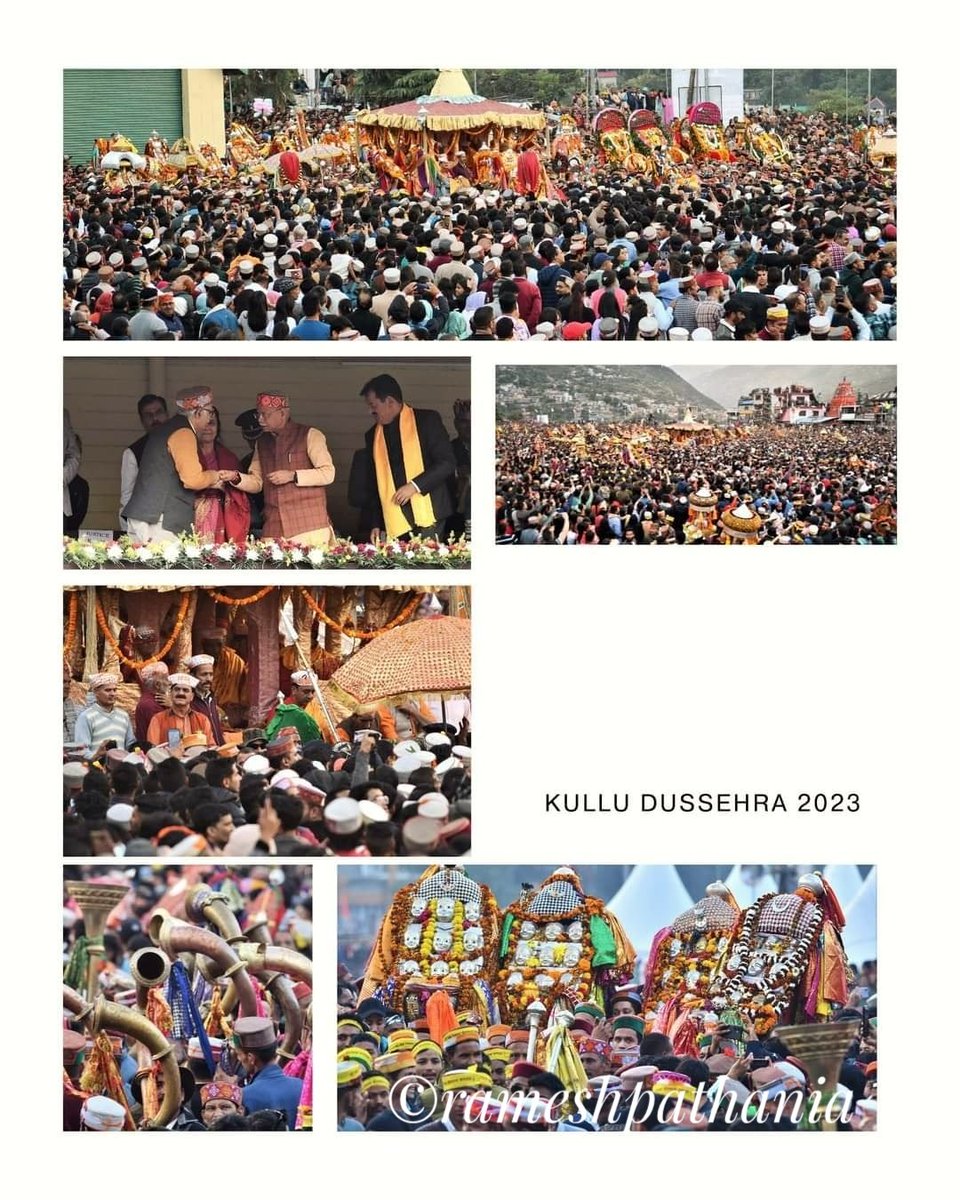 A post card from kullu Dussehra. Enjoy the festivities. Spread the happiness. #kullu #Dussehra2023 #Rathyatra #Himachal #Tradition #culture #heritage #music #festival @hp_tourism @CMOFFICEHP @SunderThakurINC @DCKullu @TTRHimachal