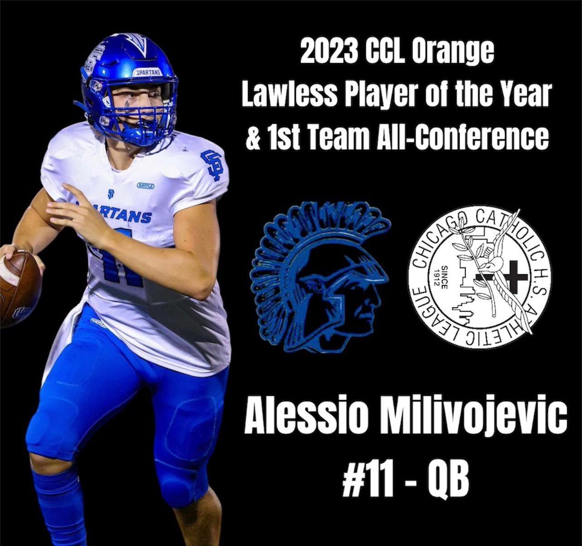 alessiomilivoj1's tweet photo. Chicago Catholic League Orange Conference Player of the Year! @SFHSFBWheaton @EDGYTIM @NxtLevelAtx https://t.co/paQsFmzYHP