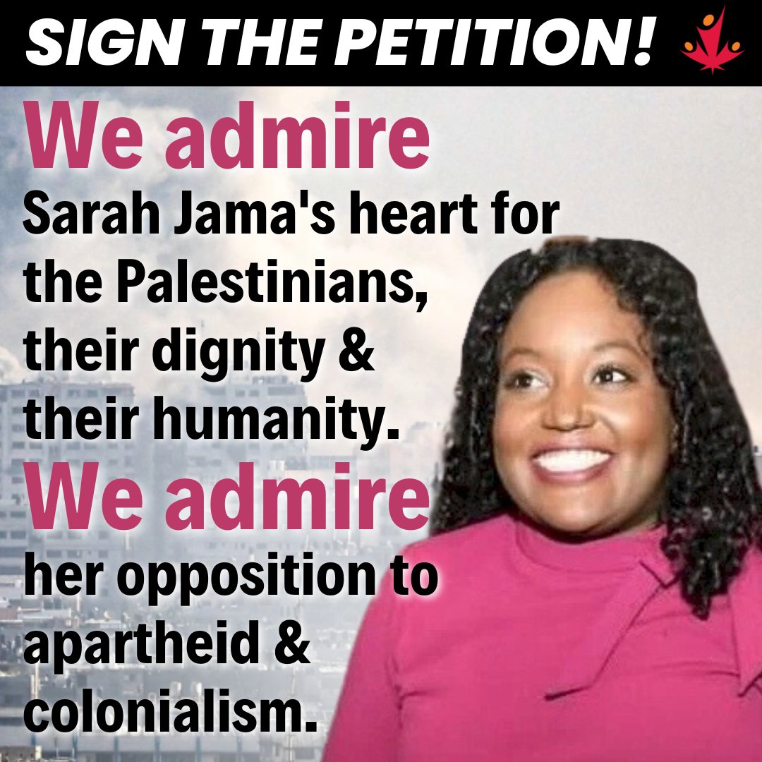 PETITION: <a href="/SarahJama_/">Sarah Jama</a> should not be punished politically for standing up for Palestinian human rights!  cjpme.org/sarah_jama Sign now: