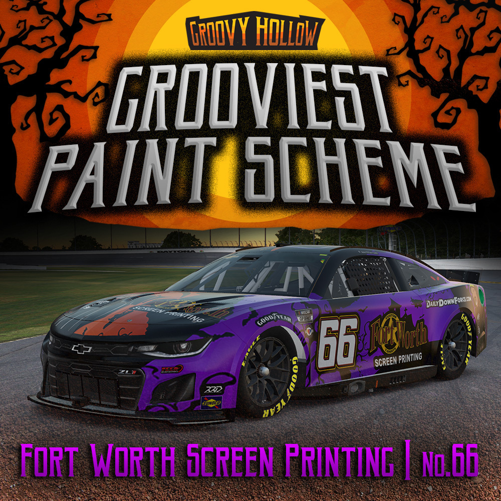 dailydownforce's tweet photo. And the Grooviest Paint Scheme goes to..... @jont66 and Fort Worth Screen Printing!!! 🎃🏁 https://t.co/II545ay4yu
