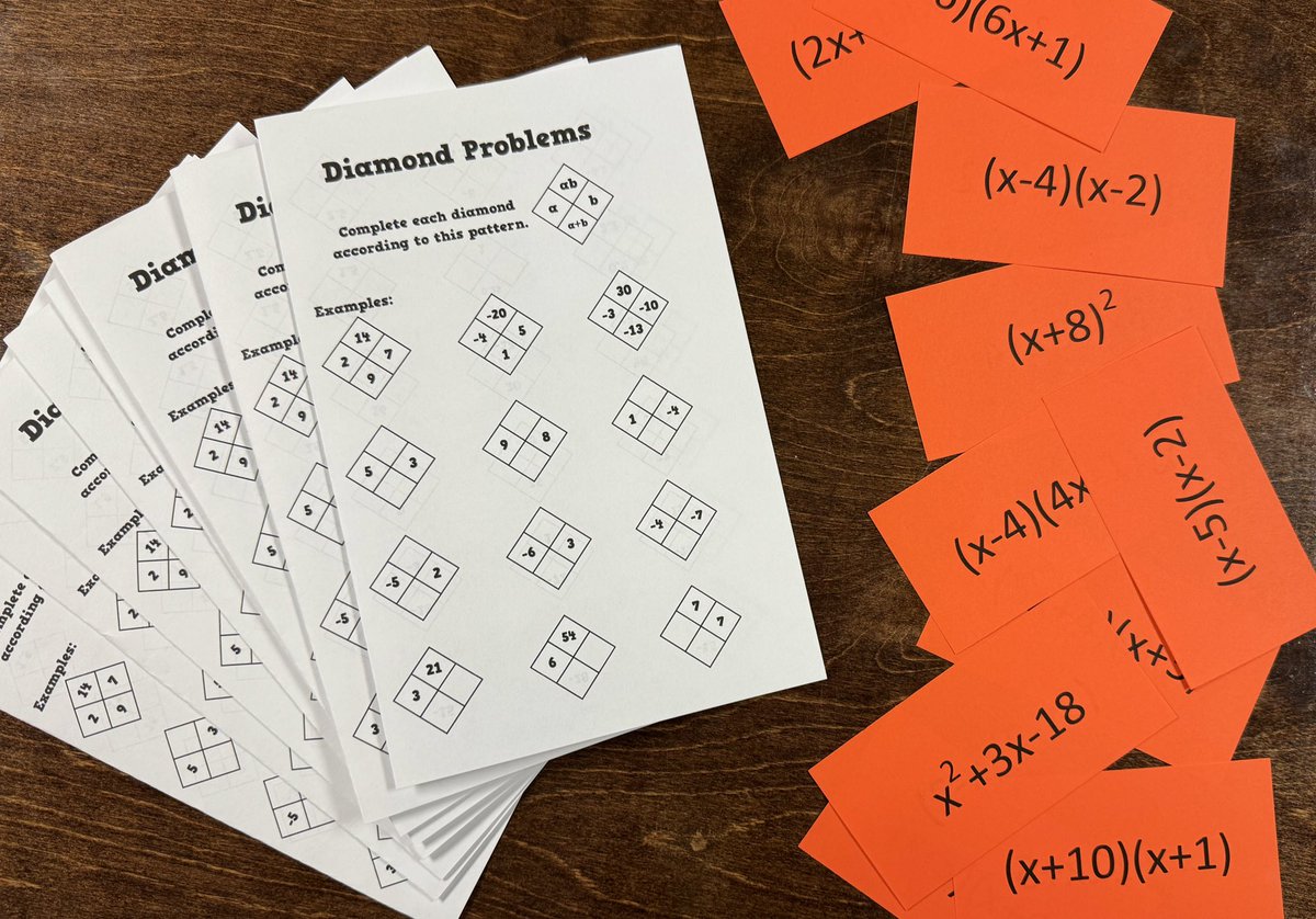 texasmathteachr's tweet image. Had a great time factoring today with Diamond Puzzles and Question Stacks. ❤️ #mathequalslove #texasmathteacher #trinityclassicalacademy #algebra1 #algebra2 #questionstacks #diamondpuzzles
Check them out here, on Sarah’s blog ❤️ mathequalslove.net/factoring-trin…