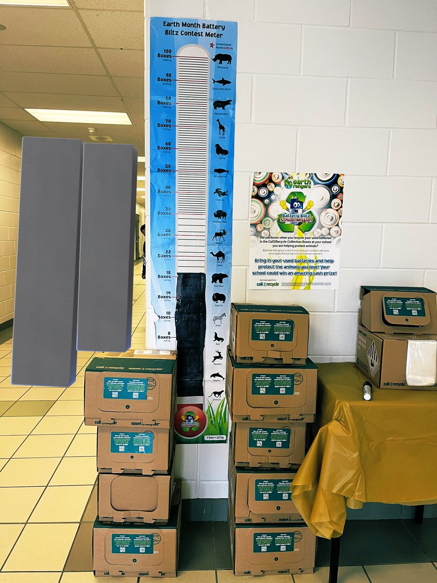 ABunkiewicz's tweet photo. Our first shipment of batteries is already gone and here is our second load. St. Aidan, we have a few more days! Thank you to all our families who have participated in our battery blitz! We currently filled 18 boxes’ @DP_EcoSchools @EarthRangers #batteryblitz https://t.co/gqYTsOWJhB