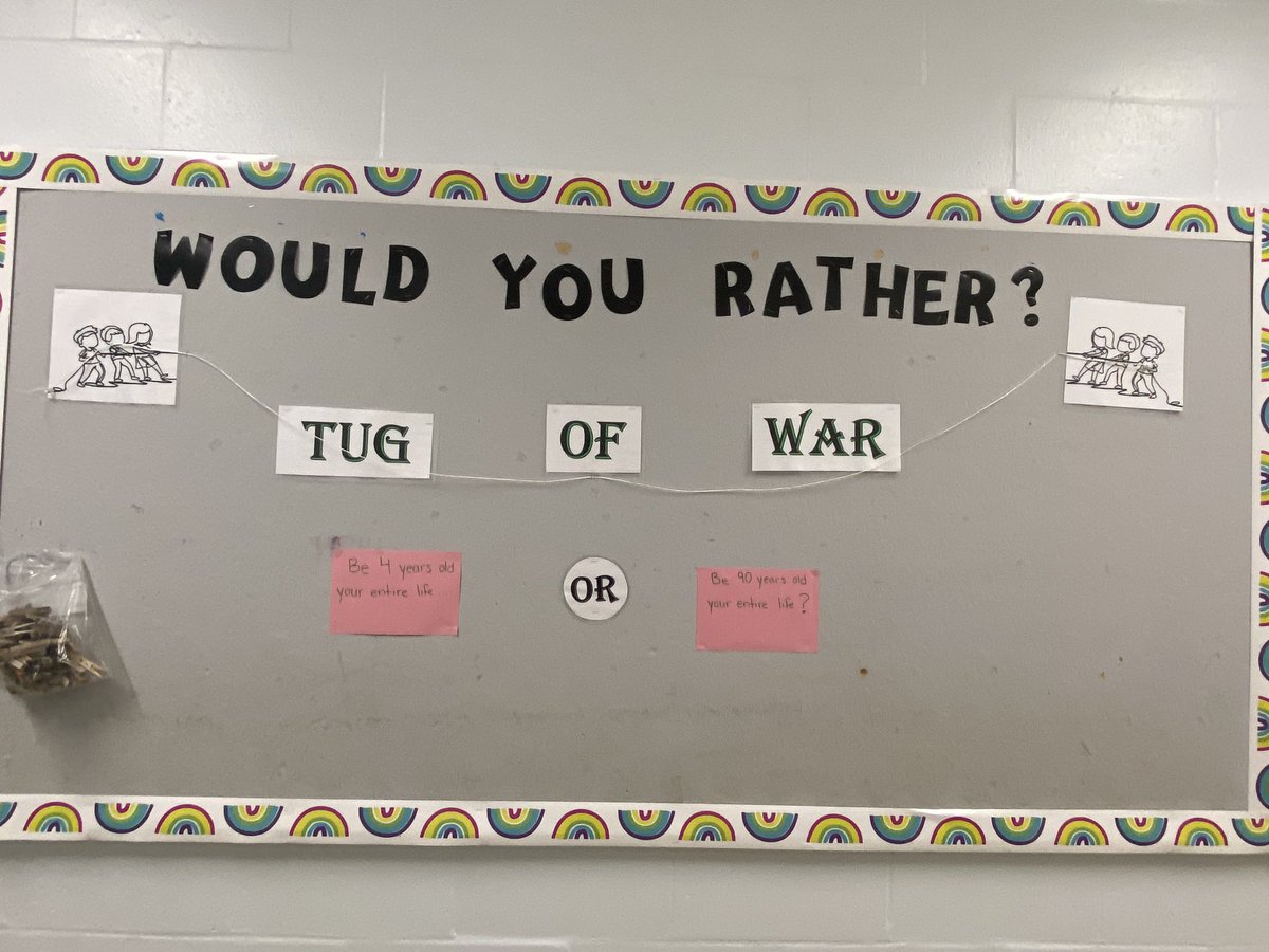 MeganSomers11's tweet photo. Ok what are your predictions??  Would you rather be 4 years old for your entire life or 90 years old?? And why?? Will post an update in comments in a day or two. 
@HRCE_NS @HRCESchoolsPlus @BrookhouseElem #CYCP https://t.co/27CBpHJJtg