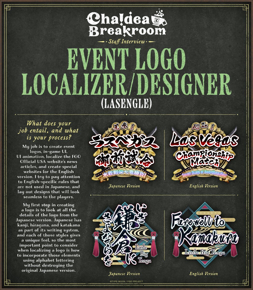 FateGO_USA's tweet photo. Vol. 22 of Chaldea Breakroom is dedicated to our favorite idol, Elisabeth Báthory (Cinderella) plus an interview with a LASENGLE Event Logo Localizer/Designer!

#ChaldeaBreakroom, an exclusive look at Servants and interviews with the staff behind Fate/Grand Order! #FateGOUSA https://t.co/uSr91B9ueX