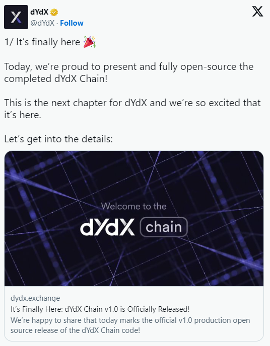 maxwel42841's tweet photo. dYdX has released the open-source code for its forthcoming Cosmos-based network, called dYdX.
#ChrisRock 
https://t.co/Zcqe8mPbXx
https://t.co/Zcqe8mPbXx