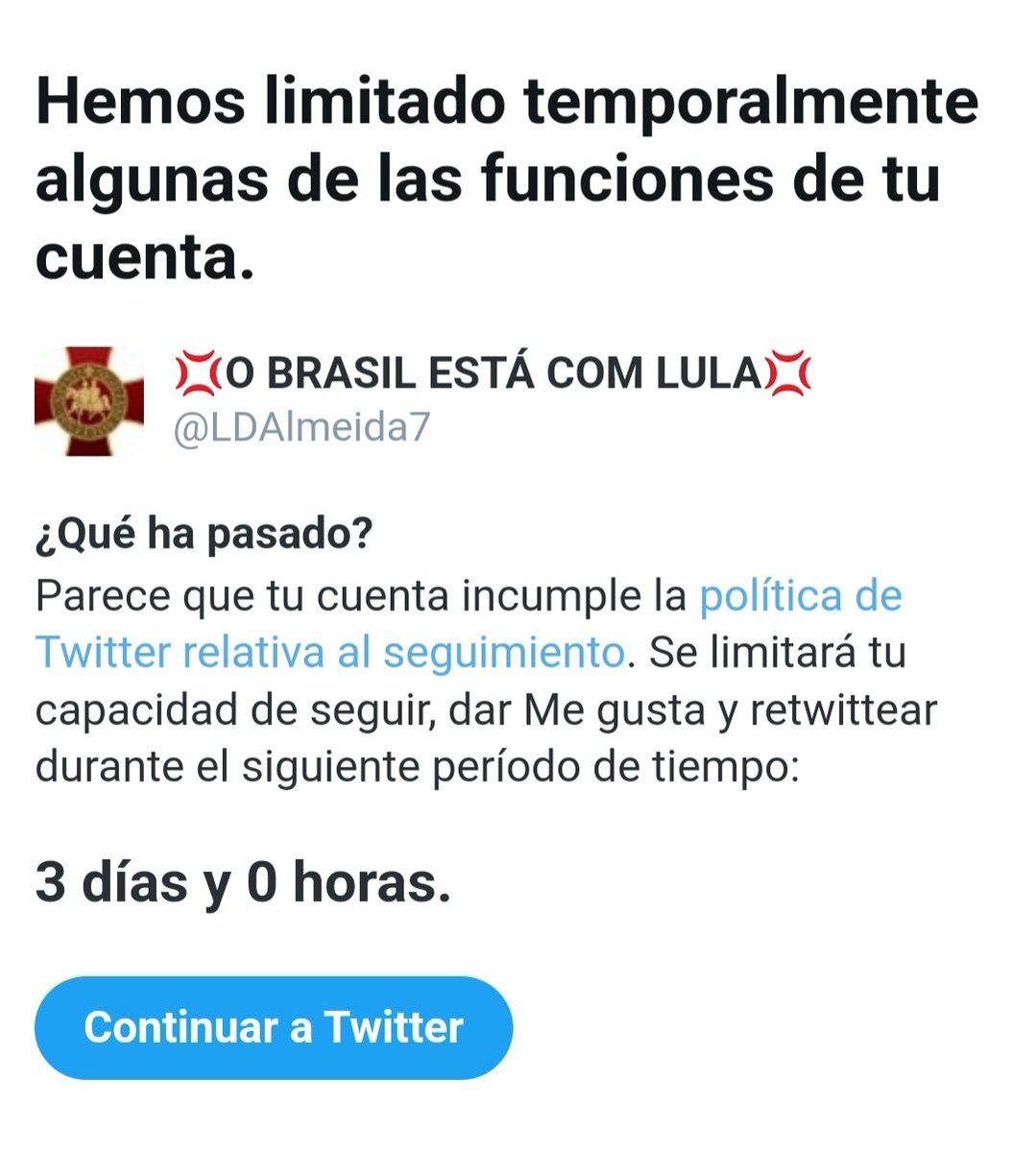 DE MOMENTO NÃO POSSO SEGUIR NINGUÉM, O TWITTER ME LIMITOU POR TRÊS DIAS ASSIM QUE EU PUDER VOLTO A SEGUIR TODOS. MAIS QUEM QUISER ME SEGUIR SINTA-SE A VONTADE. TMJ.
