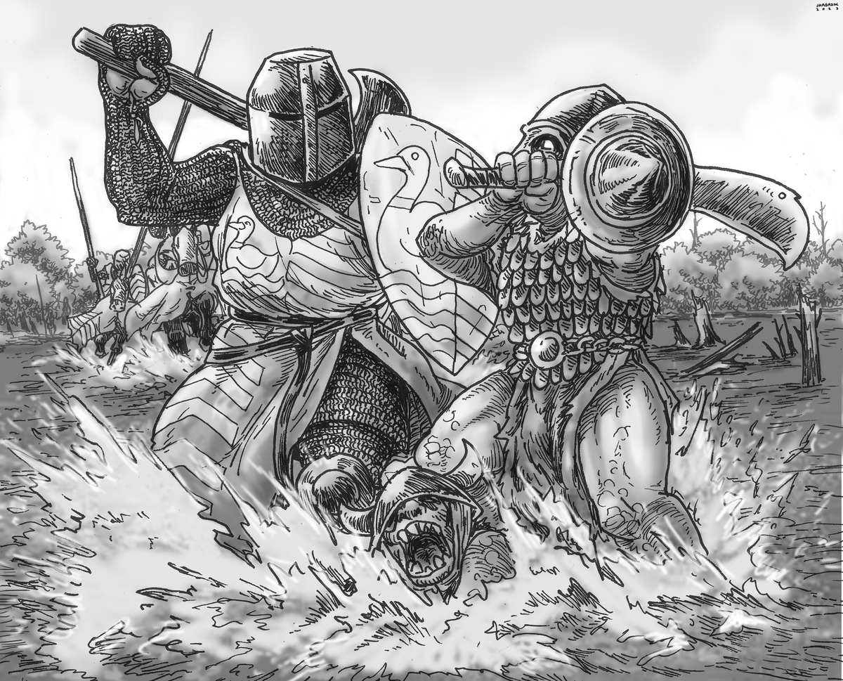 shabazik's tweet photo. A battle in the #shallow river ford, between orc and men.

Fantasy drawing done for #Inktober2023 and #orctober2023. https://t.co/nTsE9cpQSR