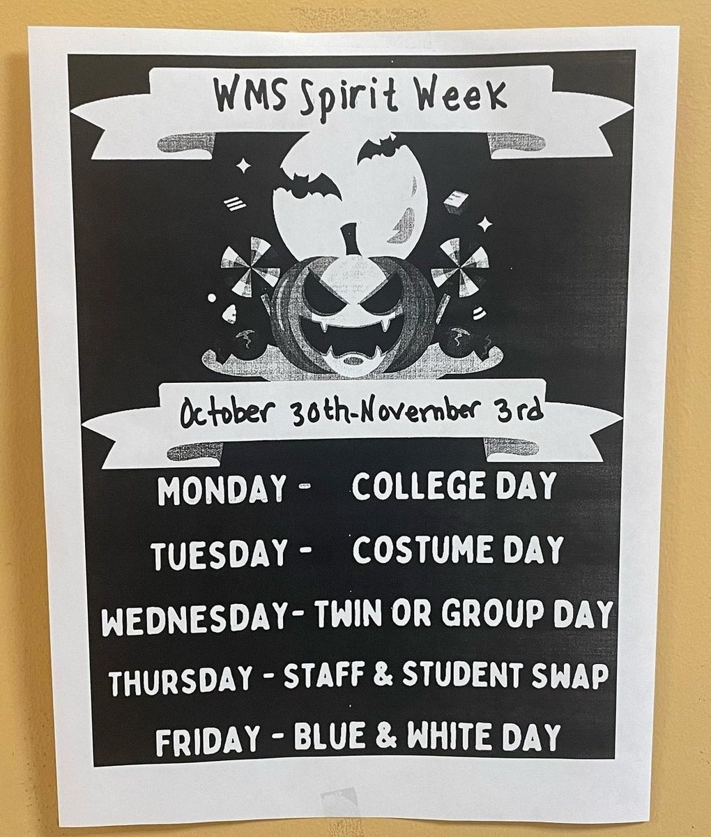 WilmMiddle's tweet photo. @WilmMiddle Start planning for a Spirited Week https://t.co/Uhy8yOazoE