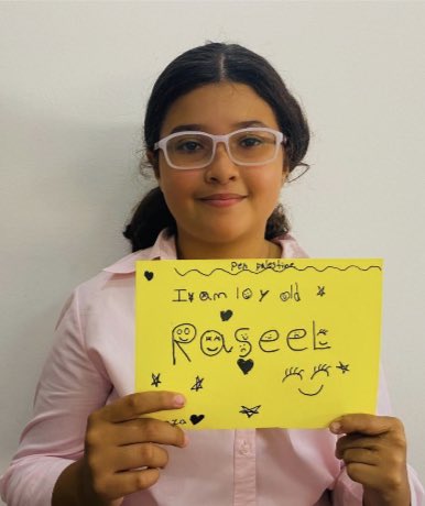 PenPalestine's tweet photo. Over 1.1 million children live in Gaza. 12 year old Raseel Abou-Nada is one of those children. #CeasefireNOW https://t.co/6nOEhAgHqy