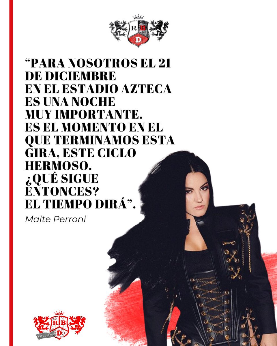 rbd_ecuador's tweet photo. Luego de diciembre no hay planes para RBD, según @maiteperroni #SoyRebeldeTour https://t.co/29O5L4y9gn