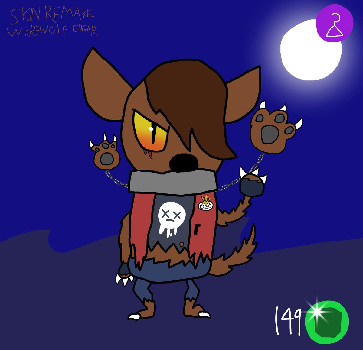 ThePalafin's tweet photo. 31 Skins of Halloween Day 24: Werewolf Edgar (remade)
Another skin remade.
#BrawlStars #31SkinsofHalloween #BrawlStarsSkinIdea #Edgar #Werewolf #BrawlStarsArt https://t.co/NuFd71Di4U