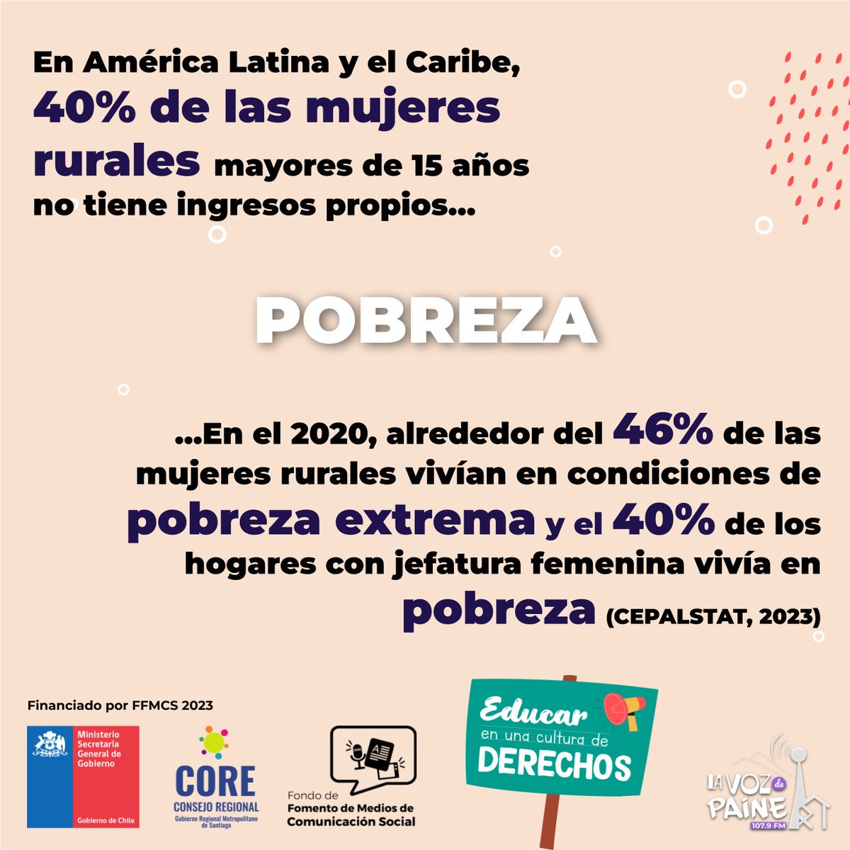 EducarPaine's tweet photo. ✊ JUEVES | 26 de octubre a las 19:30| Quinto capítulo: Mujeres y trabajo en la ruralidad | Acompáñanos a través de la 107.9 @lavozdepaine y sus Redes Sociales
📍¿Qué sabemos sobre las mujeres rurales en Chile y Latinoamérica?
#DDHH
#Paine
#CulturadeDerechos
#FFMCS https://t.co/xTTsB25Uc2