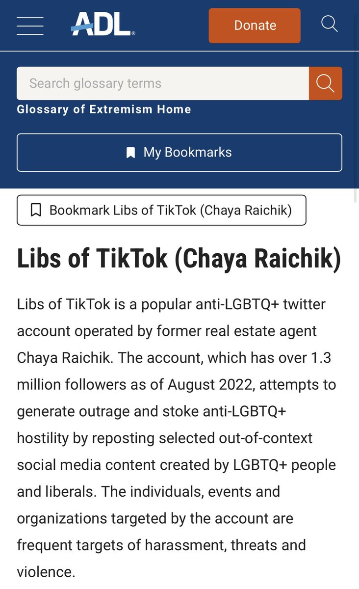Chaya Raichik (@chayaraichik10) on Twitter photo ENOUGH IS ENOUGH. I’m calling on the <a href="/ADL/">ADL</a> to immediately remove my name from their “Glossary of Extremism.” Not only have they defamed me, they also lumped me in with terrorist organizations like Hamas. They have until Oct 31st to remove this defamatory entry before I’m forced to ENOUGH IS ENOUGH. I’m calling on the <a href="/ADL/">ADL</a> to immediately remove my name from their “Glossary of Extremism.” Not only have they defamed me, they also lumped me in with terrorist organizations like Hamas. They have until Oct 31st to remove this defamatory entry before I’m forced to