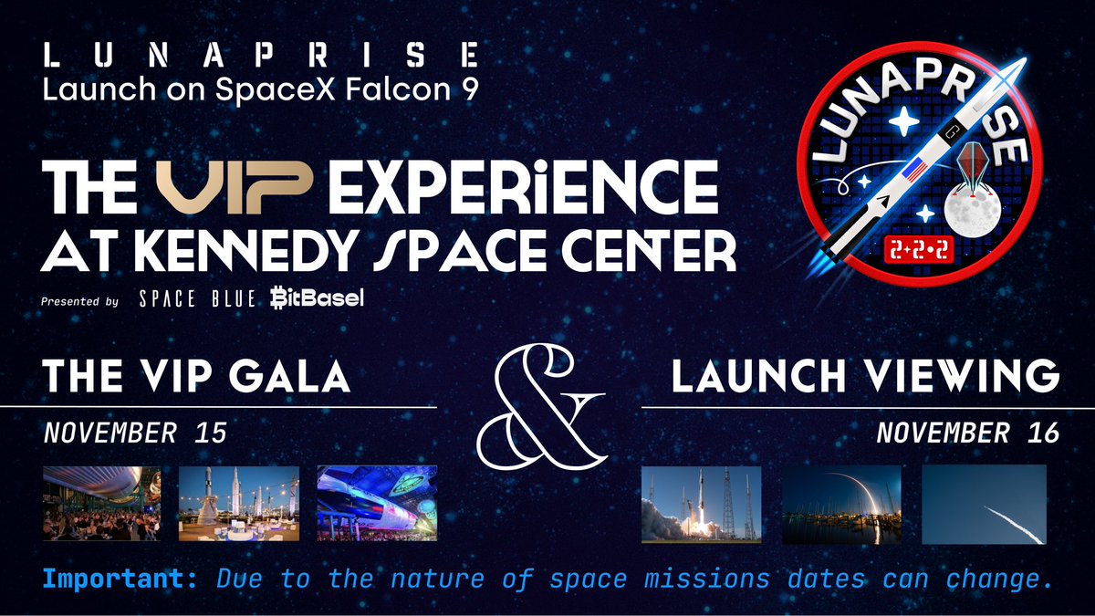 We are excited to welcome you to our events for the launch of our Lunaprise Museum at <a href="/NASAKennedy/">NASA's Kennedy Space Center</a> in Cape Canaveral  !⚡️🌎💗🚀

We are grateful for our partners <a href="/SpaceBlueclub/">Space Blue Club</a> onboarding all 17 winners of our #CryptoArt for Impact Challenge!
RSVP: lu.ma/spaceblue-vip-…
#Web3