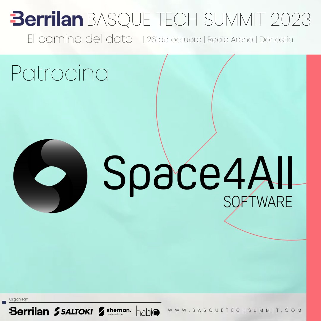 qbimgest's tweet image. &quot;¡Gracias a #Space4All por ser parte esencial de #BerrilanBasqueTechSummit2023! El 26 de octubre en el Reale Arena de Donostia, un evento para la innovación y la tecnología. 🎟️ #ElCaminodelDato

🎟 Registro aquí: https: eventbrite.es/e/entradas-ber…