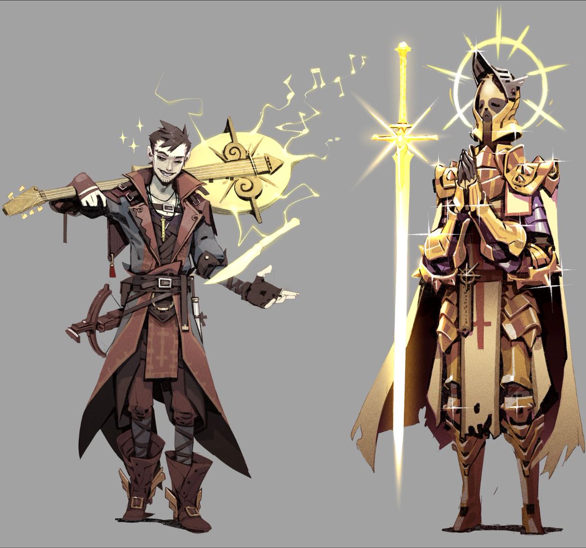 GVanaka's tweet photo. Character design Bard-rogue and Paladin-clerc https://t.co/PPkGAInhIY