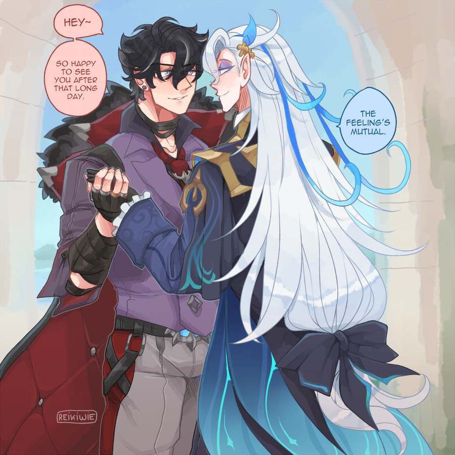 Reikiwie's tweet photo. drawing wriolette until i get them reunited (day 4)
as a married couple, it'd be tragic for Neuvi to lose his precious ring right ??😔
#wriolette #neuvithesley #Wriothesley #Neuvilette https://t.co/ZZOTn6yGRy