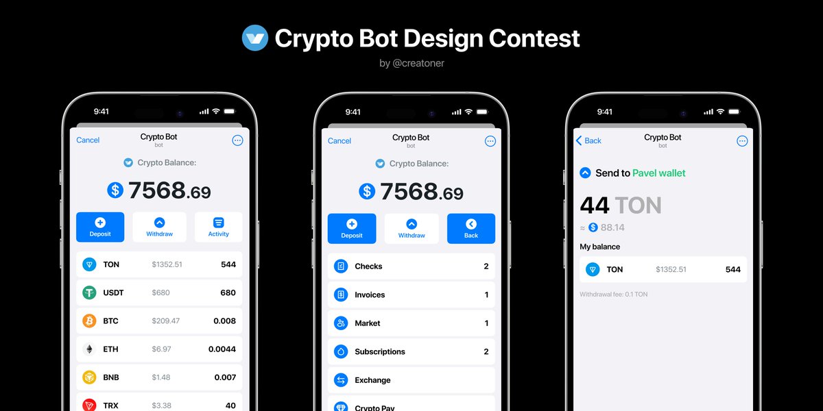 iscreatoner's tweet photo. 🏅4th Place in Crypto Bot's UI/UX Design Contest!  
Congratulations to all the winners. Proud to be listed among you 🥰😘🥳
https://t.co/jEuiTkNNFu
#telegram $TON https://t.co/ofqSoSbYU8