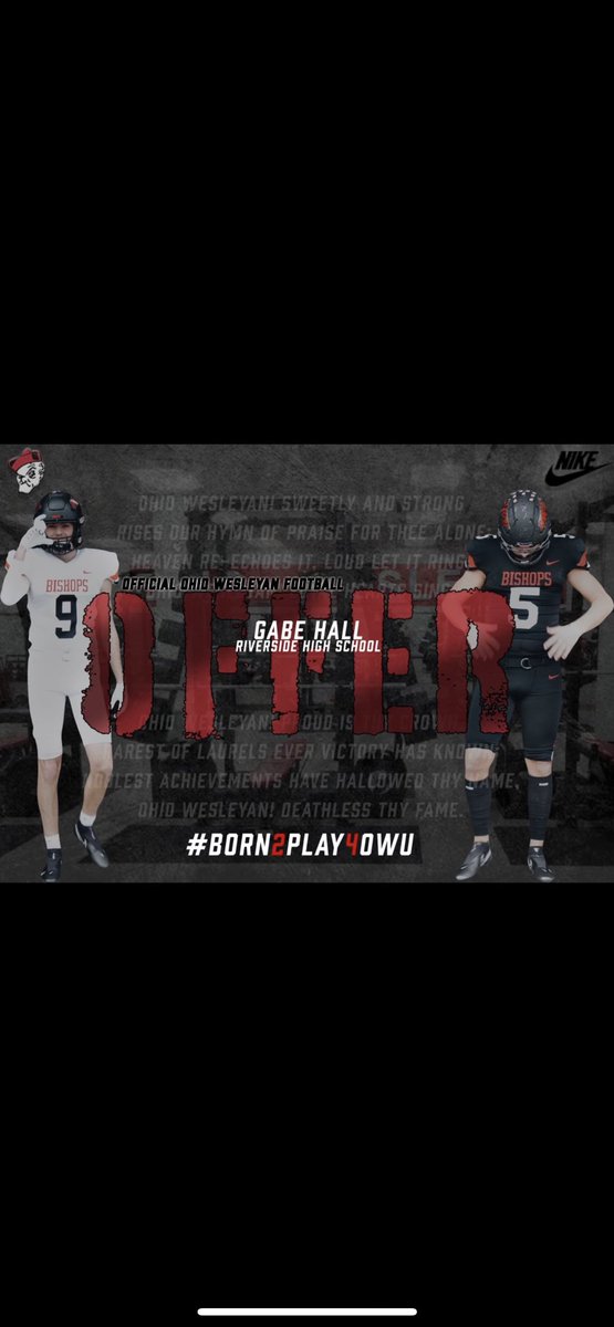 gabe Hall (@gabriel_hall12) on Twitter photo Blessed to receive an offer from Ohio Wesleyan ! <a href="/CoachOwenAlbers/">Owen Albers</a> <a href="/CoachRuff1/">Cameron Ruff</a> <a href="/CoachMcDonald50/">Coach McDonald</a> <a href="/bryandoberdruk/">Bryan Doberdruk</a> Blessed to receive an offer from Ohio Wesleyan ! <a href="/CoachOwenAlbers/">Owen Albers</a> <a href="/CoachRuff1/">Cameron Ruff</a> <a href="/CoachMcDonald50/">Coach McDonald</a> <a href="/bryandoberdruk/">Bryan Doberdruk</a>