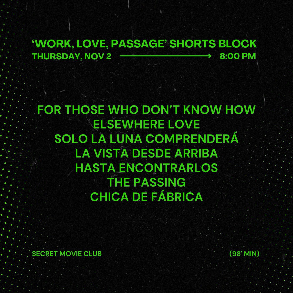 Official Short Film Selection | Work, Love, Passage | ‘For Those Who Don’t Know How’, directed by Brian Chamberlayne - Thursday, November 2nd <a href="/secretmovieclub/">Secret Movie Club</a> | Tickets Out Now at glaff.org