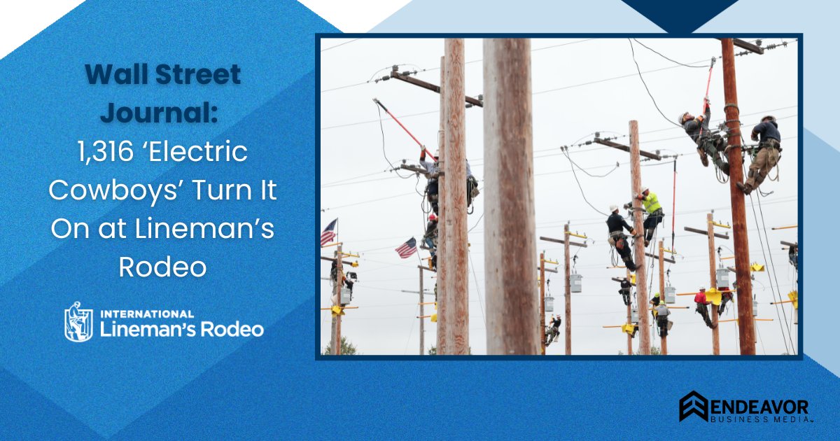 International Lineman's Rodeo is featured in @WSJ this week! 📰 The event was held earlier this month in Kansas City, MO. Check out the full article for insight into the Lineman's Rodeo world and our event! Full article - on.wsj.com/3Fu0nNq #EndeavorBusinessMedia #ILR23