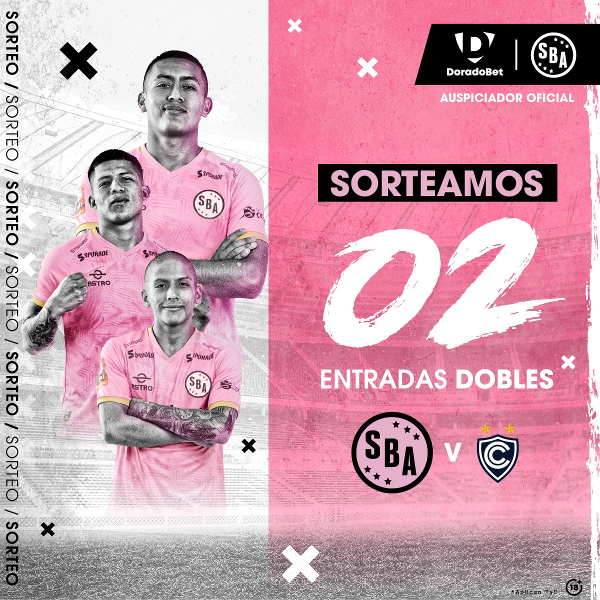 ¡𝗦𝗢𝗥𝗧𝗘𝗔𝗠𝗢𝗦 𝟮 𝗘𝗡𝗧𝗥𝗔𝗗𝗔𝗦 𝗗𝗢𝗕𝗟𝗘𝗦!💗🏟

1. Síguenos
2. Haz RT y etiqueta a la persona que te acompañaría.

🔒Cierre del sorteo: jueves 26 - 12 p.m.

*Aplican TyC