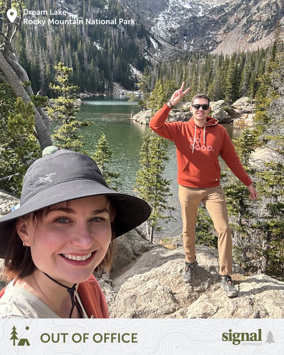 Signal Outdoors team members Meg Fosha and Will Burdulis spent time reconnecting with the outdoors this weekend by exploring Rocky Mountain National Park! <a href="/RockyNPS/">RockyNPS</a> 
Being outside is how we rest and recharge. Do you have a favorite place to explore when you are OOO?