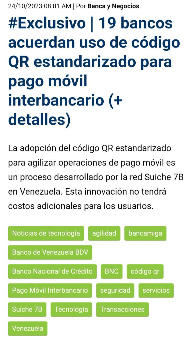 Suiche7B's tweet photo. #Exclusivo | 19 bancos acuerdan uso de código QR estandarizado para pago móvil interbancario 
.
Más información
https://t.co/Nk8S8cUZfc https://t.co/BUGGG6v1rK