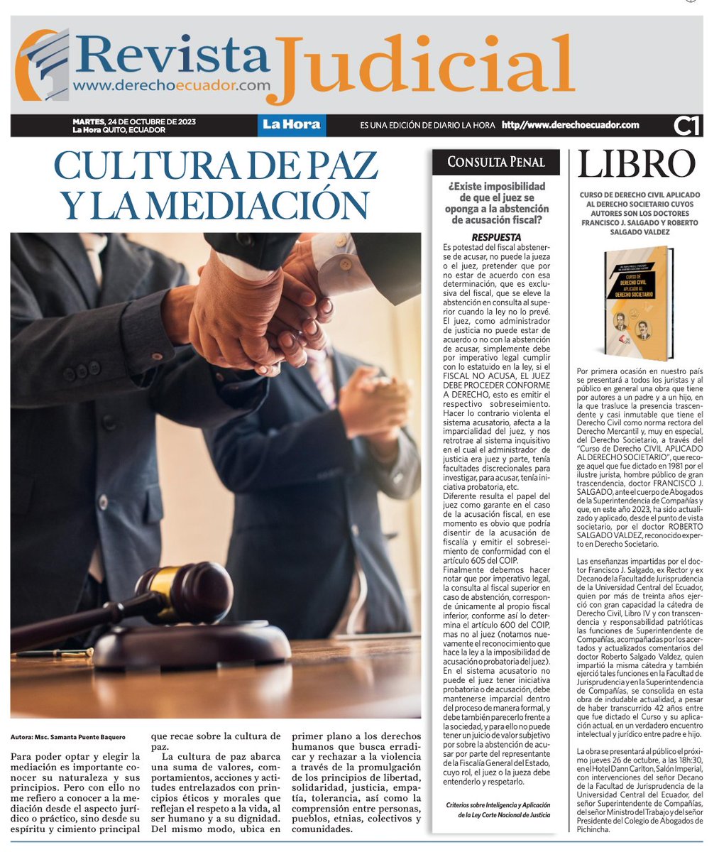 Hoy en nuestra Revista Judicial: Cultura de paz y mediación.

acortar.link/8qK1Kb