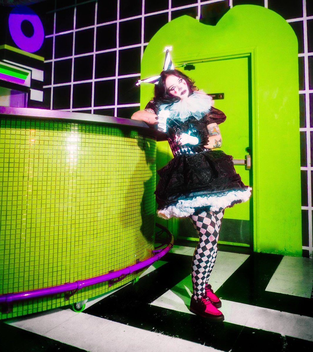 Sugar + spice 😈⛓ The Black &amp; Neon Pink Sneakers