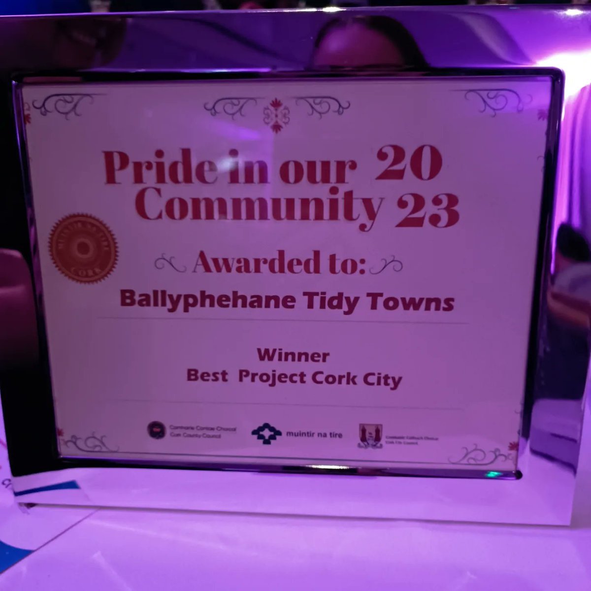 We won !!! 

Best project in Cork City for our work on Pearse Square. 

Thank you <a href="/MuintirCork/">Muintir Cork</a> for a fantastic evening of celebrations. Amazing projects and groups on show tonight. Really showing how much pride there is in Cork.
Hon the Hane!!! 
#Ballyphehane
#LoveYourHane