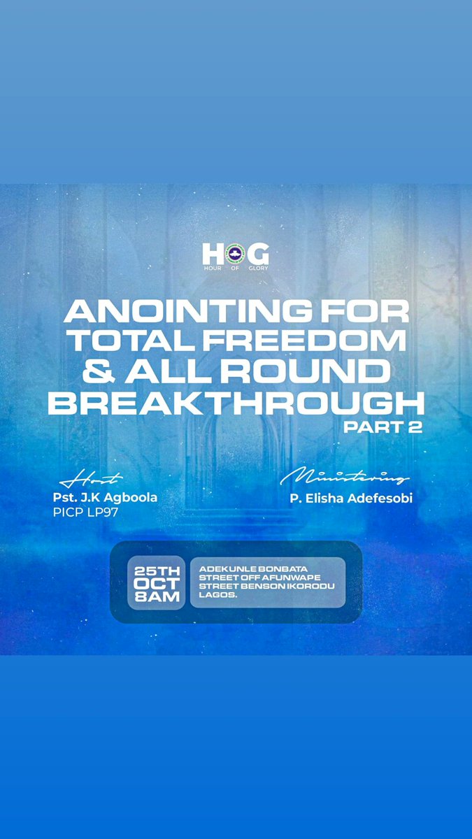 ElishaAdefesobi's tweet photo. I am excited because as many as are under the despotic reign of Lucifer would be made free this Wednesday by the power of Jesus name.
Invite everyone around you, there is a place for them
@followers @highlight
#RCCG #rccgworldwide #hourofglory #ElishaAdefesobi https://t.co/GzR48LpIEK