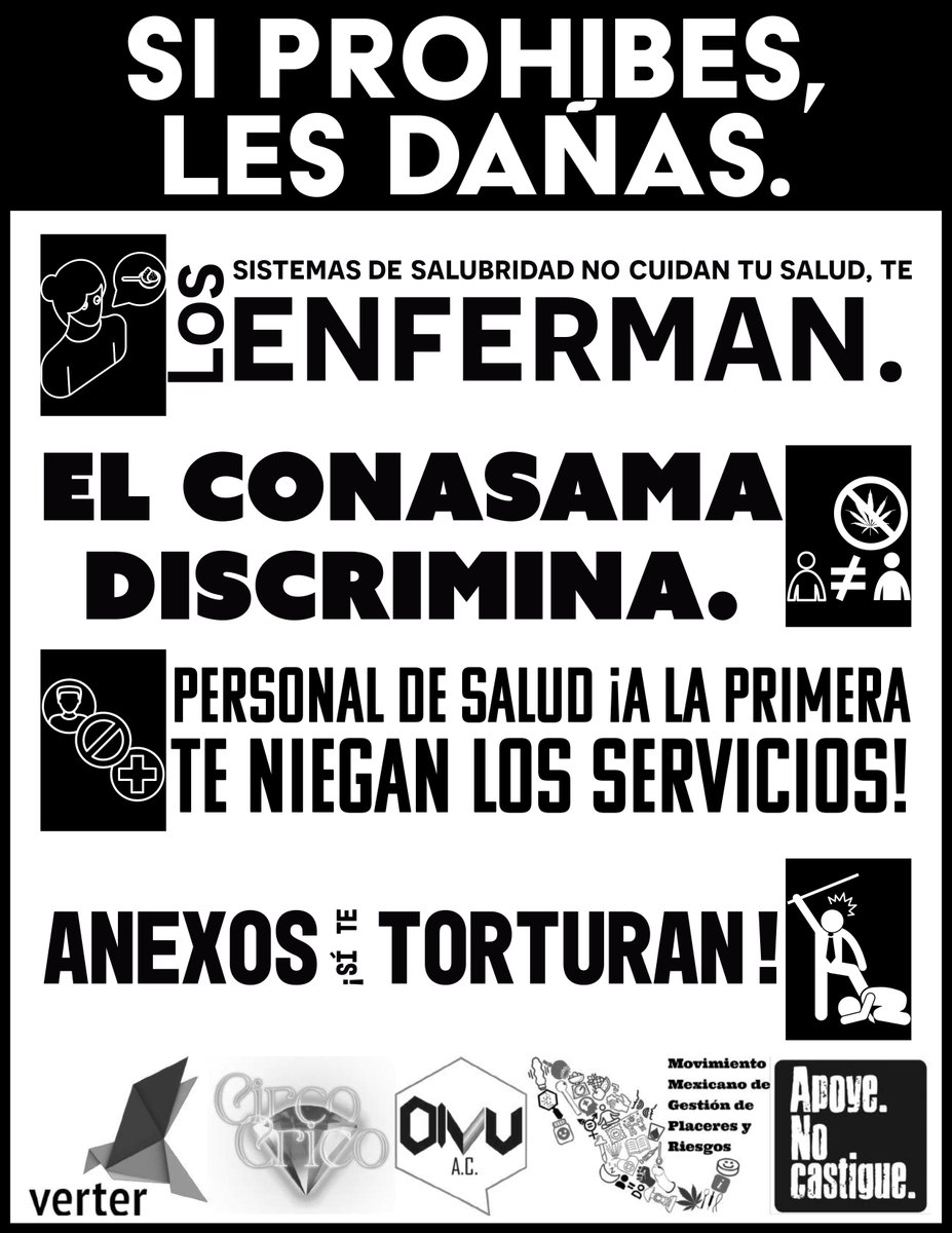 ConPsicoactivas's tweet photo. Violencias sistémicas hacia las personas que usamos sustancias psicoactivas
#SaludPsicoactiva #DDHHPsicoactivos #GestiónDePlaceresYRiesgos https://t.co/Iwaj8BPo2E