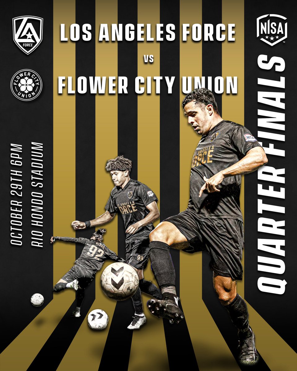 LosAngelesForce's tweet photo. The NISA playoffs are here! The quarterfinals are heading to Los Angeles! This Sunday at 6 PM we host Flower City Union at Rio Hondo College! https://t.co/xOeoVhtLoq
