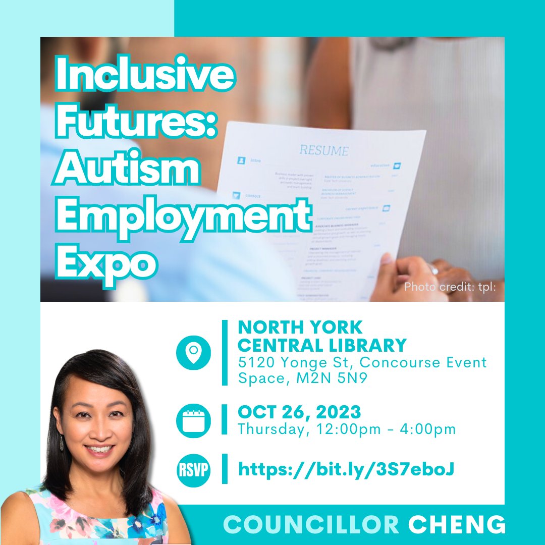 LilyChengTO's tweet photo. 2/2 Register at: https://t.co/xhoN6AMVeG 
Learn more: https://t.co/POvjLWf6xs

@torontolibrary #careerdevelopment #autism #jobsearch #torontopubliclibrary #careercoaching #autisticadult #autisticfriendly #accessibility #inclusivity #jobfair https://t.co/CHl2t95DM3