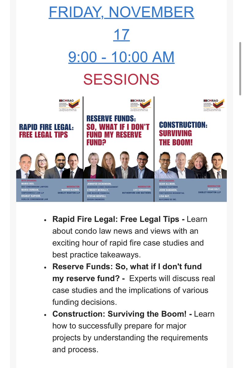 Danileelee76's tweet image. If you are a Condominium Manager, a Director of a Condo or simply a condo owner, this is the event to attend this year! 

Register today for the annual Condo Conference, and join us! 
 condoconference.ca 

#CondoConference2023 #Speaker