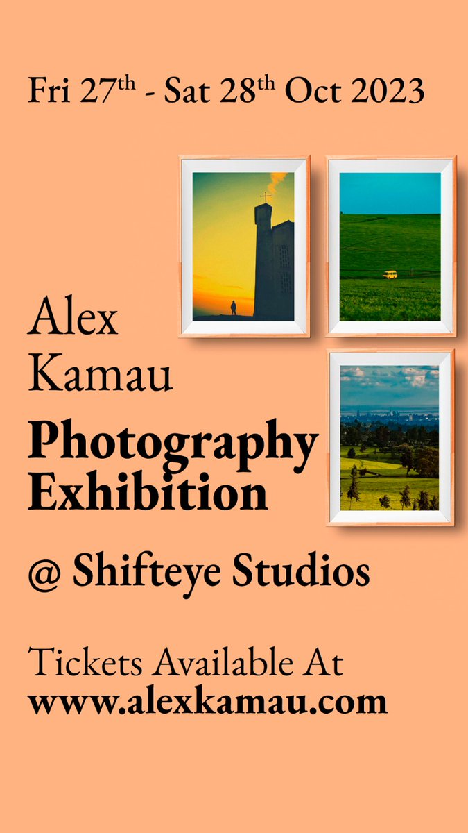 This Fri 27th to Sat 28th, join us for <a href="/iamalexkamau/">Alex Kamau</a> debut #PhotographyExhibition at #ShifteyeStudios! Featuring a carefully curated selection of his most sought-after prints, each offering a glimpse into his creative journey. 

Tickets are available on alexkamau.com