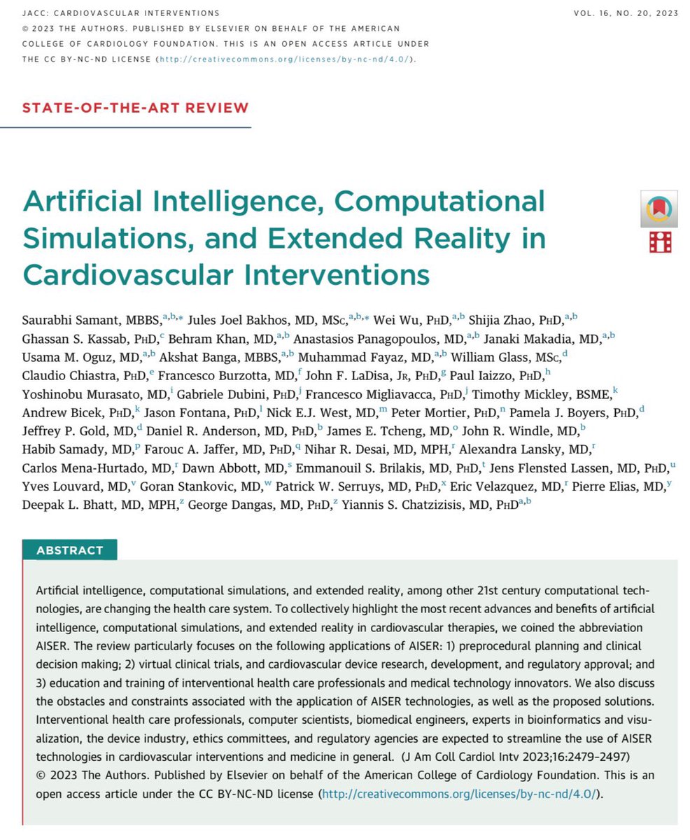 AKBanga's tweet photo. It's finally here! Our review highlighting the latest developments in cardiovascular interventions, including AI, simulations, and virtual/augmented realities. Take a glimpse into the promising future of CV interventions.  #AI #MedTwitter @JACCJournals 
https://t.co/90ong8MR17 https://t.co/2LO97vh7t8
